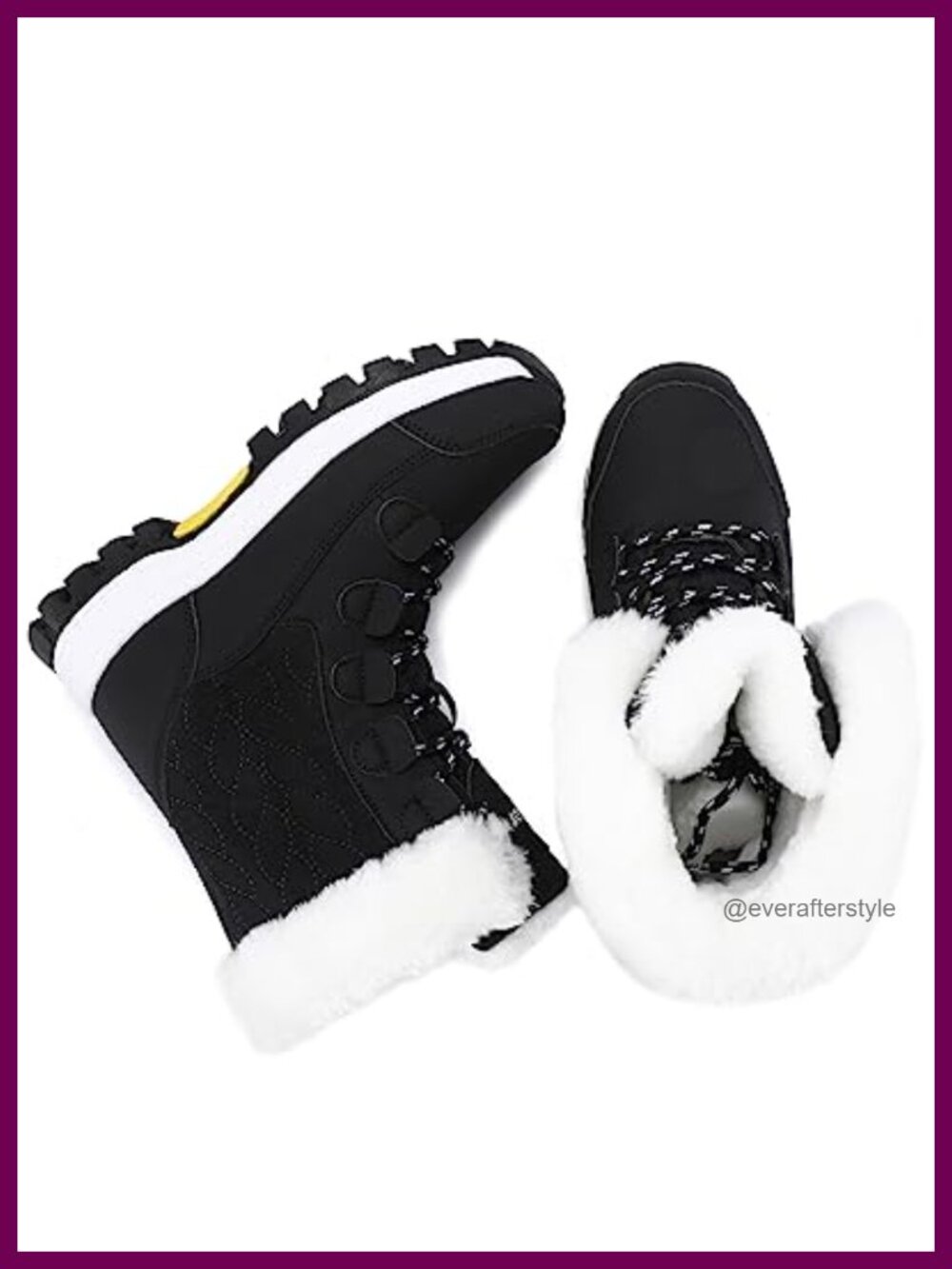 Waterproof Faux Fur Lined Mid Calf Snow Boots Lace Up Winter Walking Hiking - Picture 4 of 6
